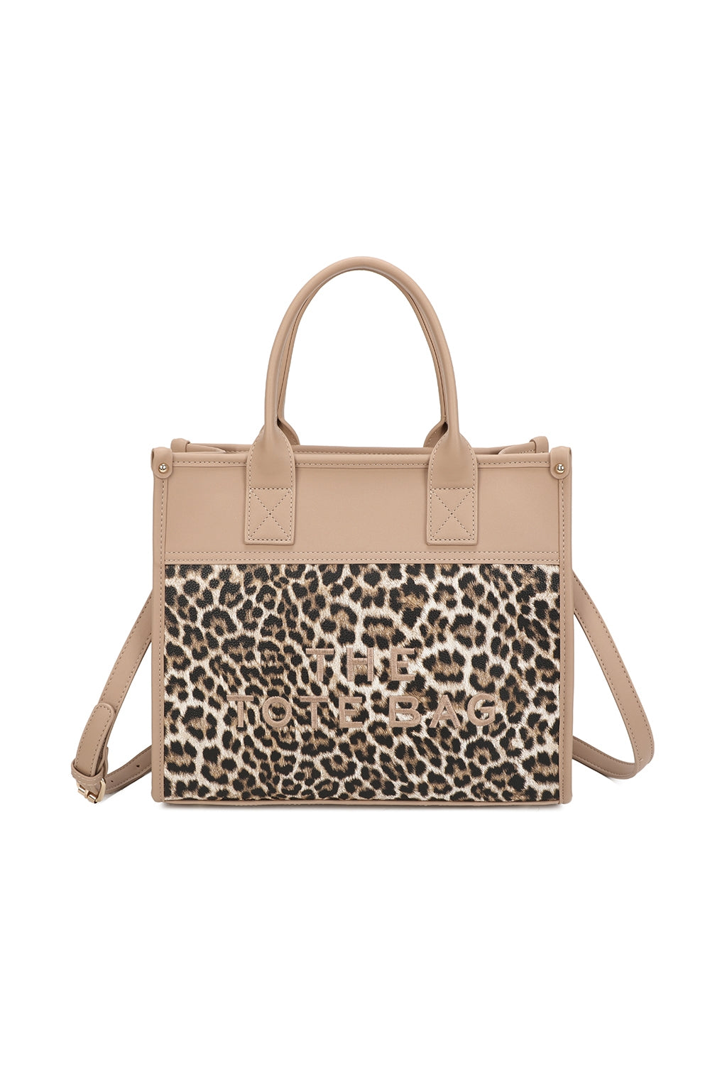 Glam PU Leather Top Handle Crossbody Bag With Leopard Stripes - RB250467