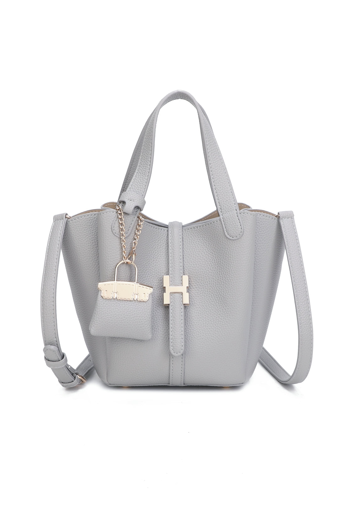 Cyrisse PU Leather Bucket Bag With A Mini Bag Charm - RG51003