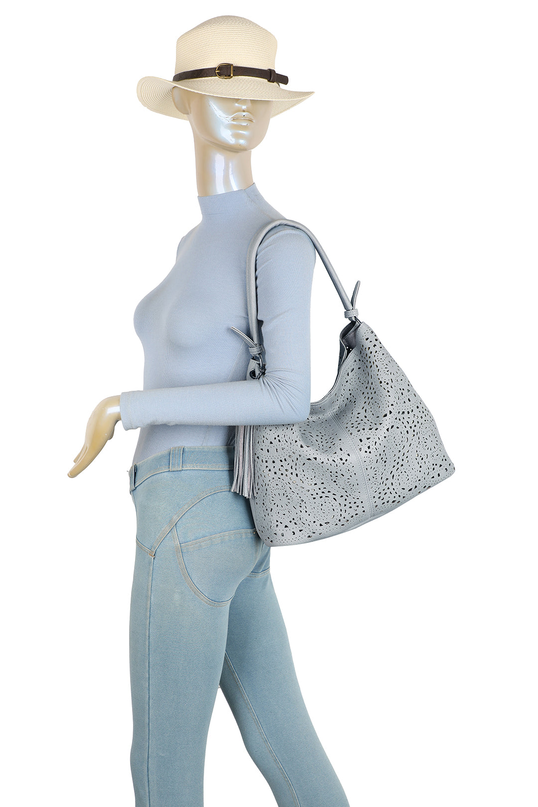 Wren 2in1 Laser Hollowing PU Leather Tassel Hobo Shoulder Bag - RW250903