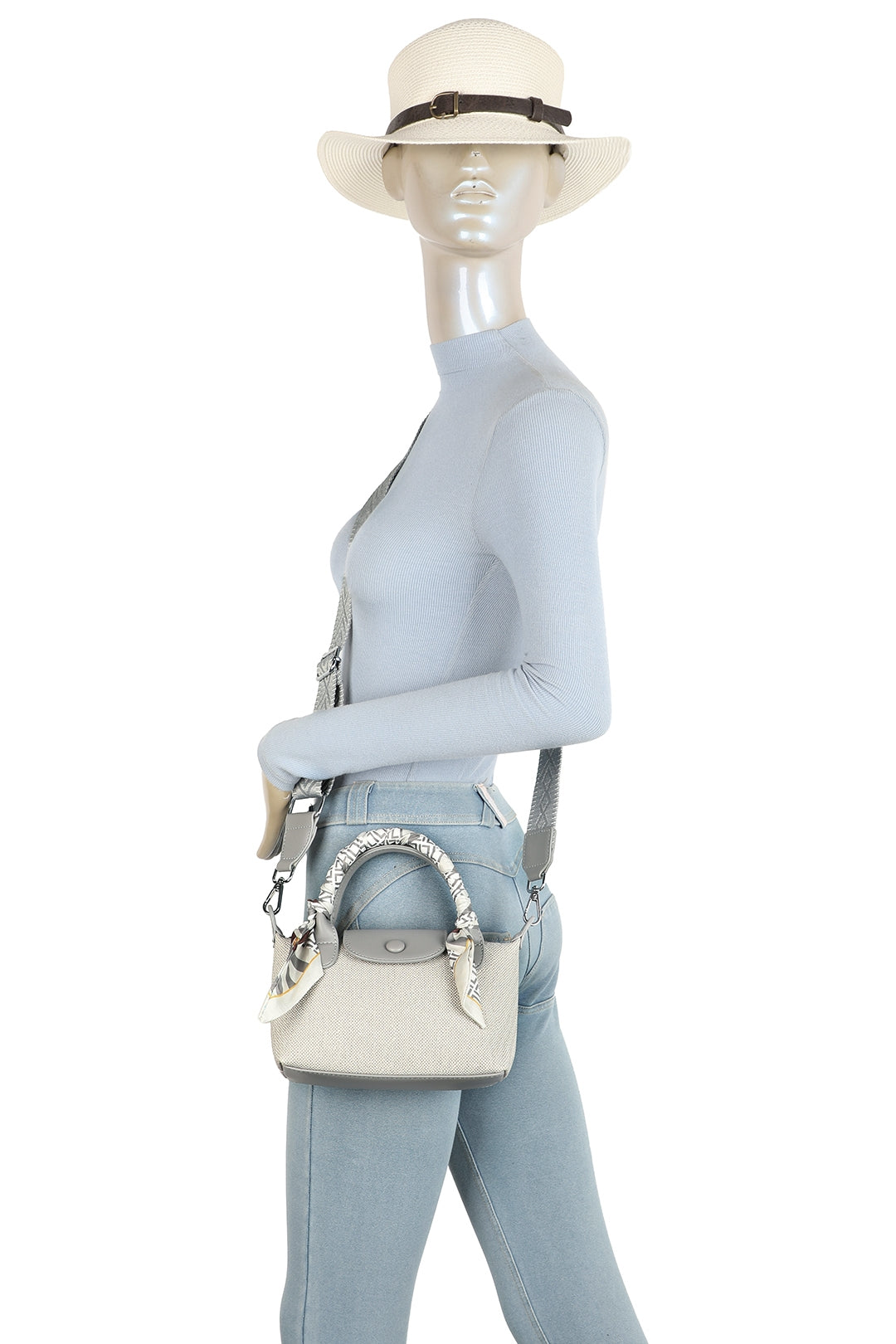 Aurette Mini Shoulder Scarf Wrapped Top Handle Bag - RY250966