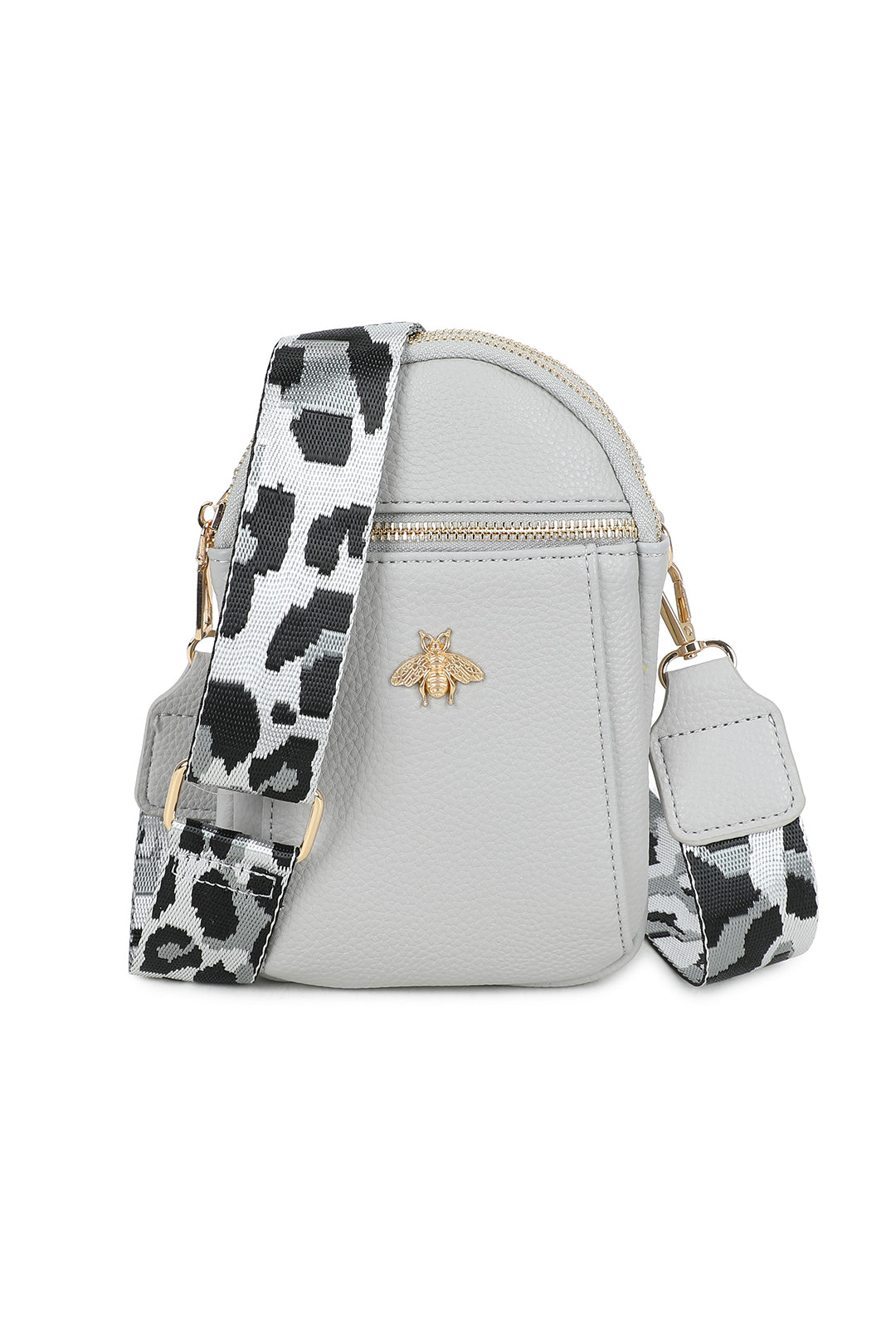 Gabby Bee Badge Triple Pockets Crossbody Phone Bag with Canvas Strap - RB230921