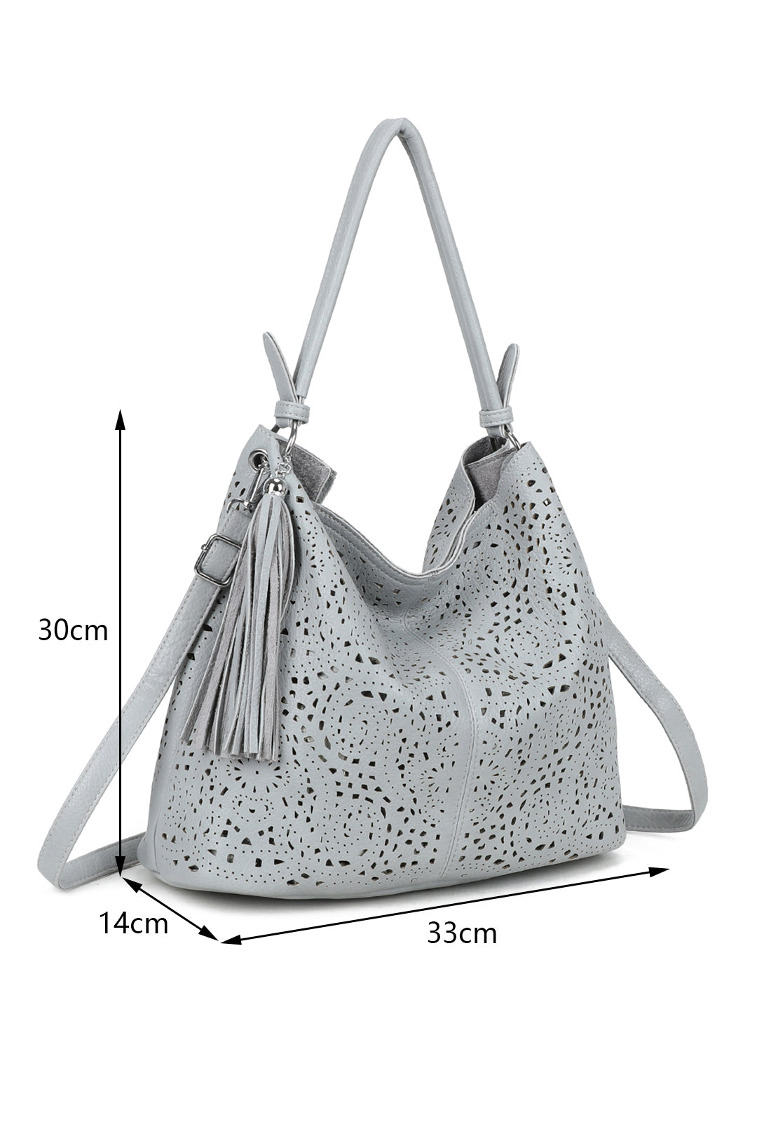 Wren 2in1 Laser Hollowing PU Leather Tassel Hobo Shoulder Bag - RW250903
