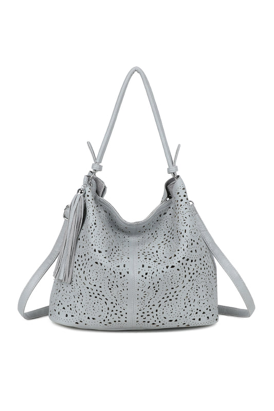 Wren 2in1 Laser Hollowing PU Leather Tassel Hobo Shoulder Bag - RW250903