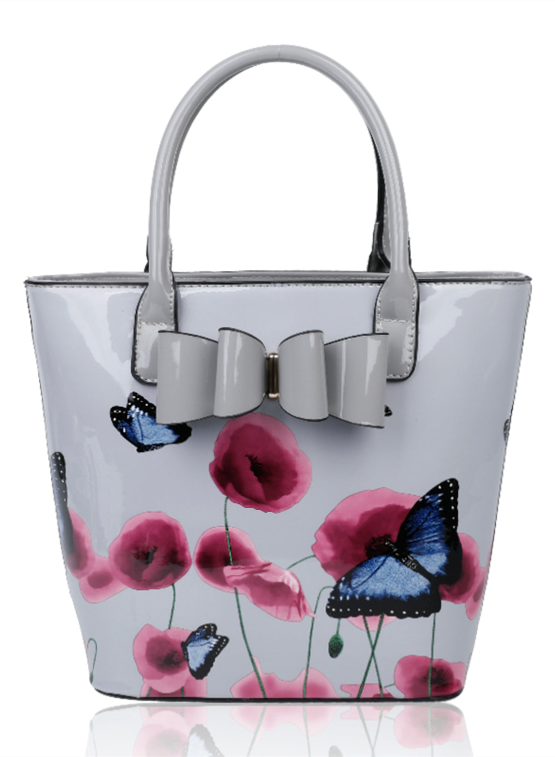 Amapola 2IN1 Poppy Flower & Buttlefly Bucket Shaped Top-Handle Bag With Purse Set - RJ180802