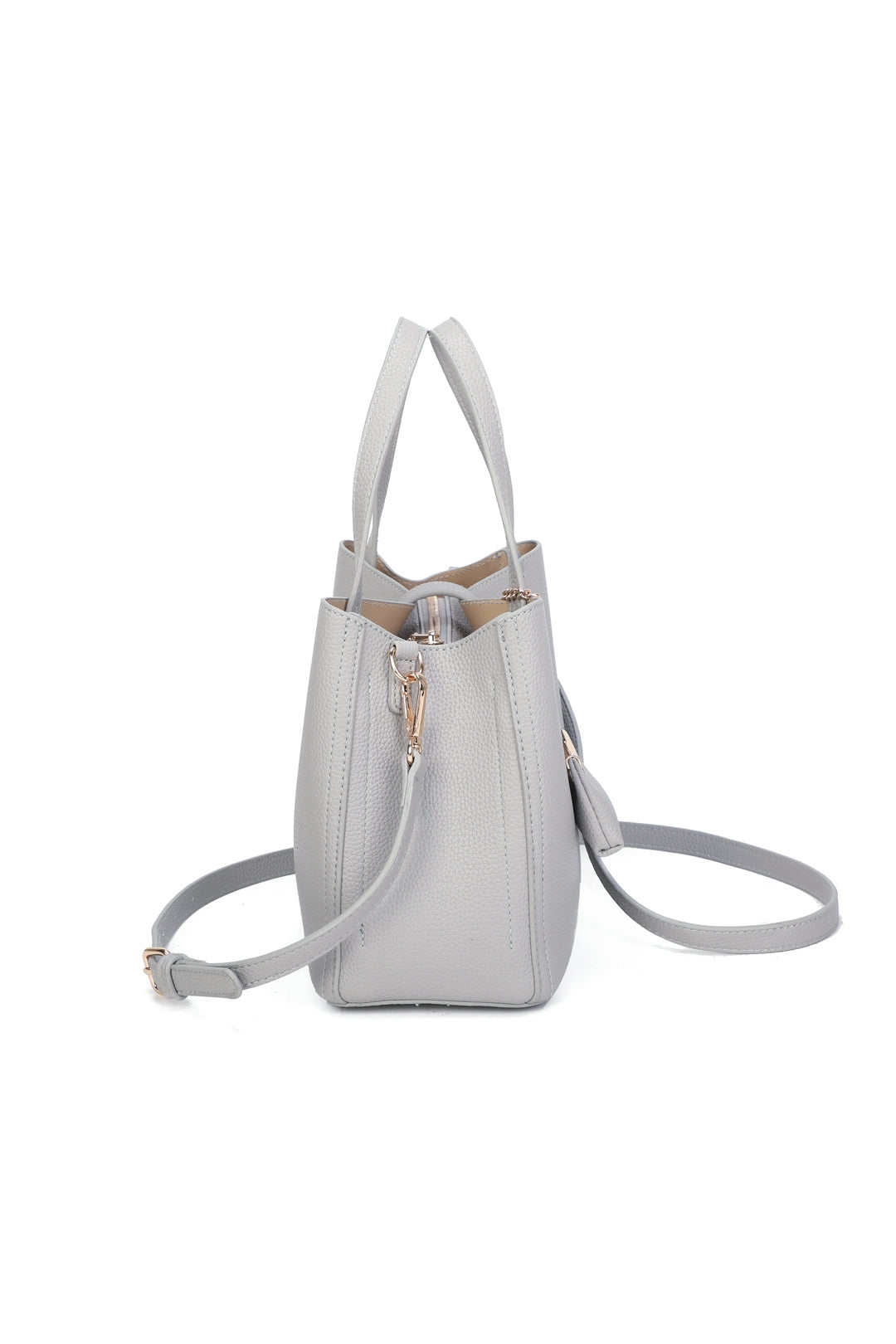 Ellory Triple Compartments Top Handle Tote Bag With Mini Bag Charm - RG51002