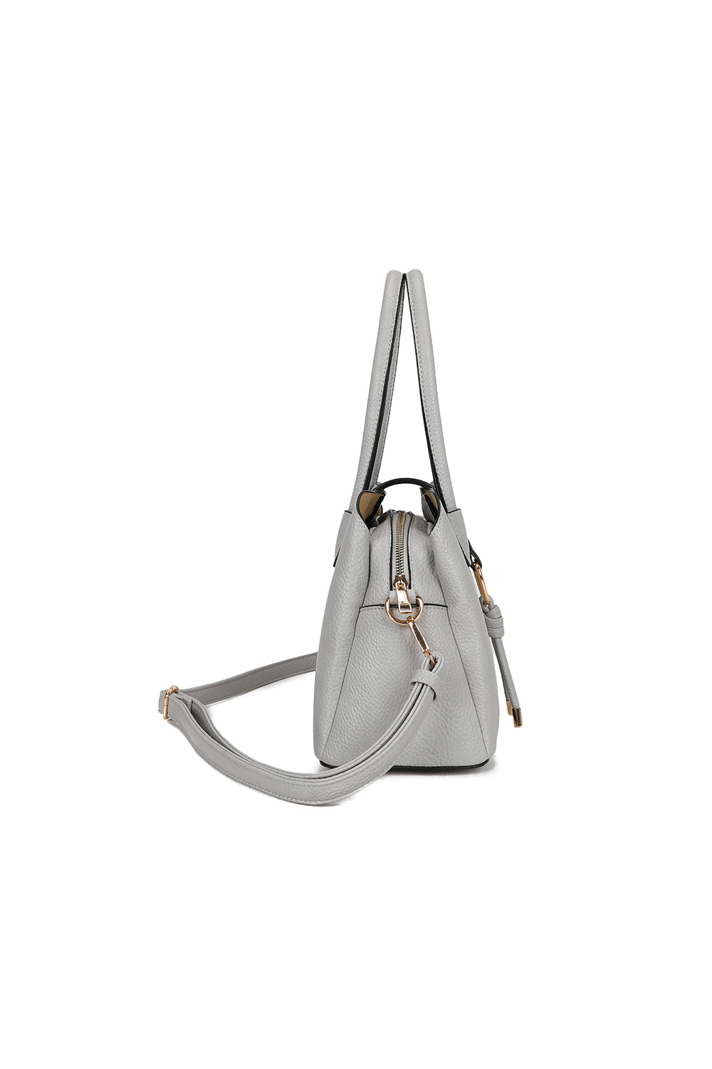 BellaElan PU Leather Triple Compartment Handbag with a metal D-ring Ornament and an Extra Long Strap - RJ241072