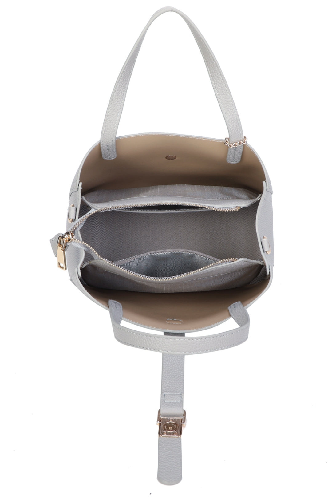 Ellory Triple Compartments Top Handle Tote Bag With Mini Bag Charm - RG51002