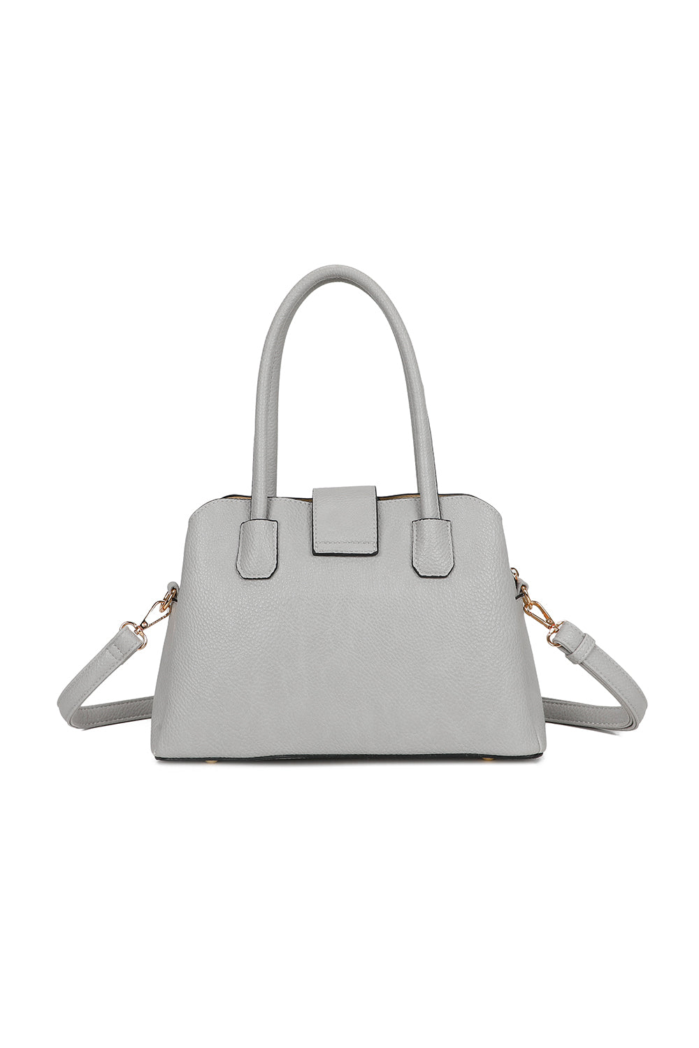 BellaElan PU Leather Triple Compartment Handbag with a metal D-ring Ornament and an Extra Long Strap - RJ241072