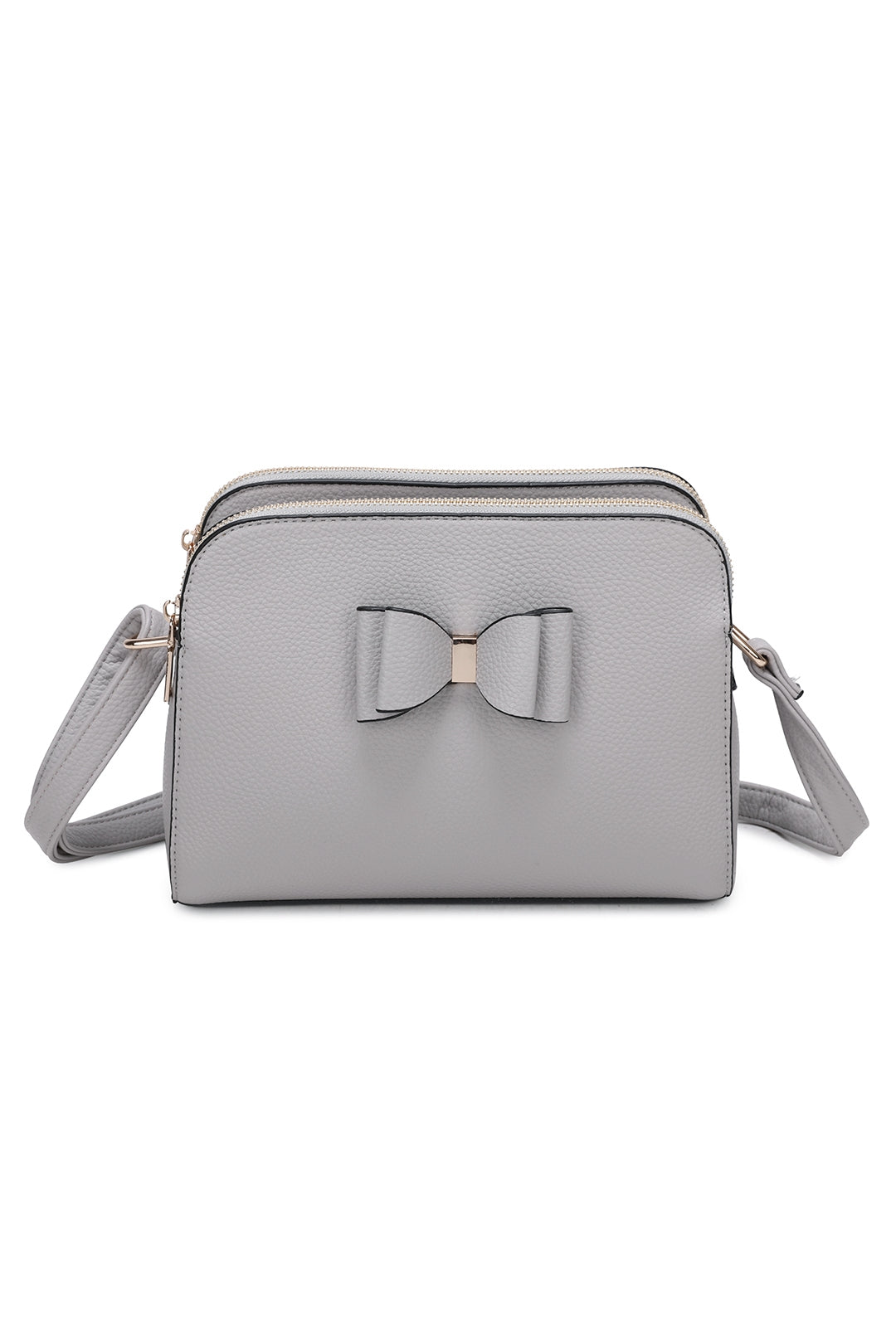 Gabby Triple Zip Tri-Compartments PU Butterfly Bow Crossbody Bag - RB230922