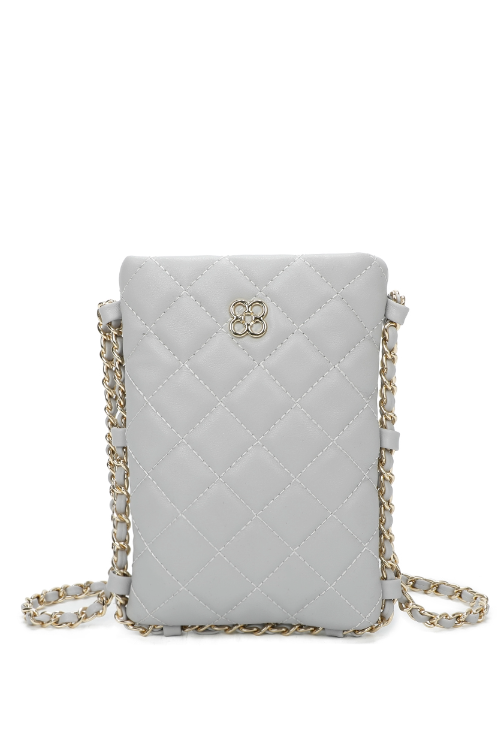 Clover Quilted Diamond Patterned Mini PU Leather Vertical Crossbody Bag