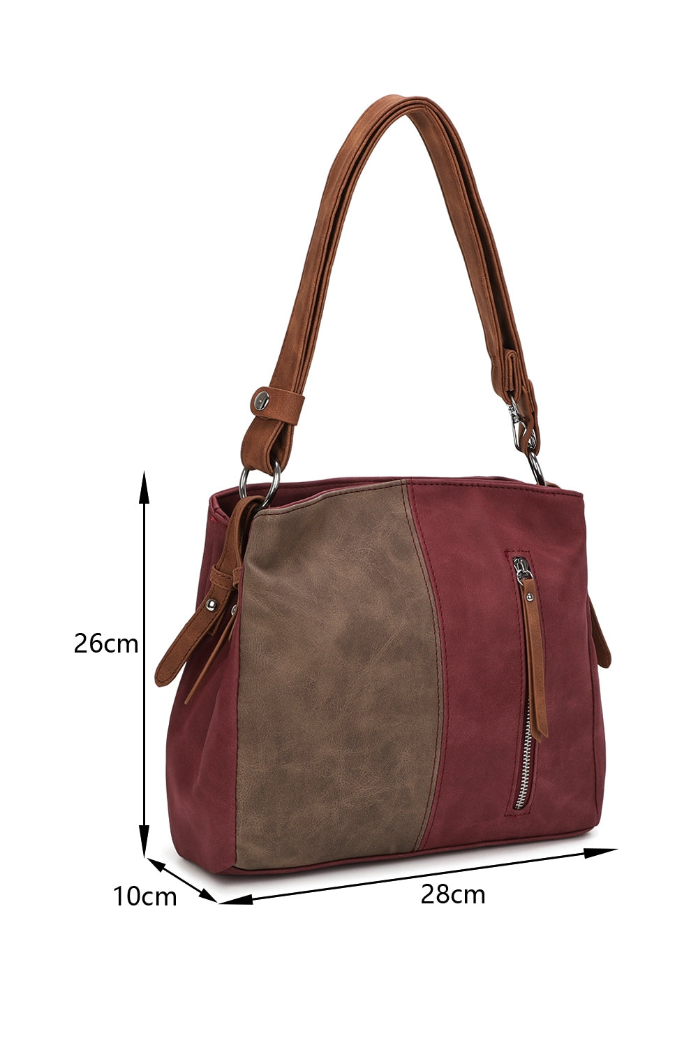 Velna Dual Compartment Strap Adjustable Suede Leather Hobo Bag - RW240455