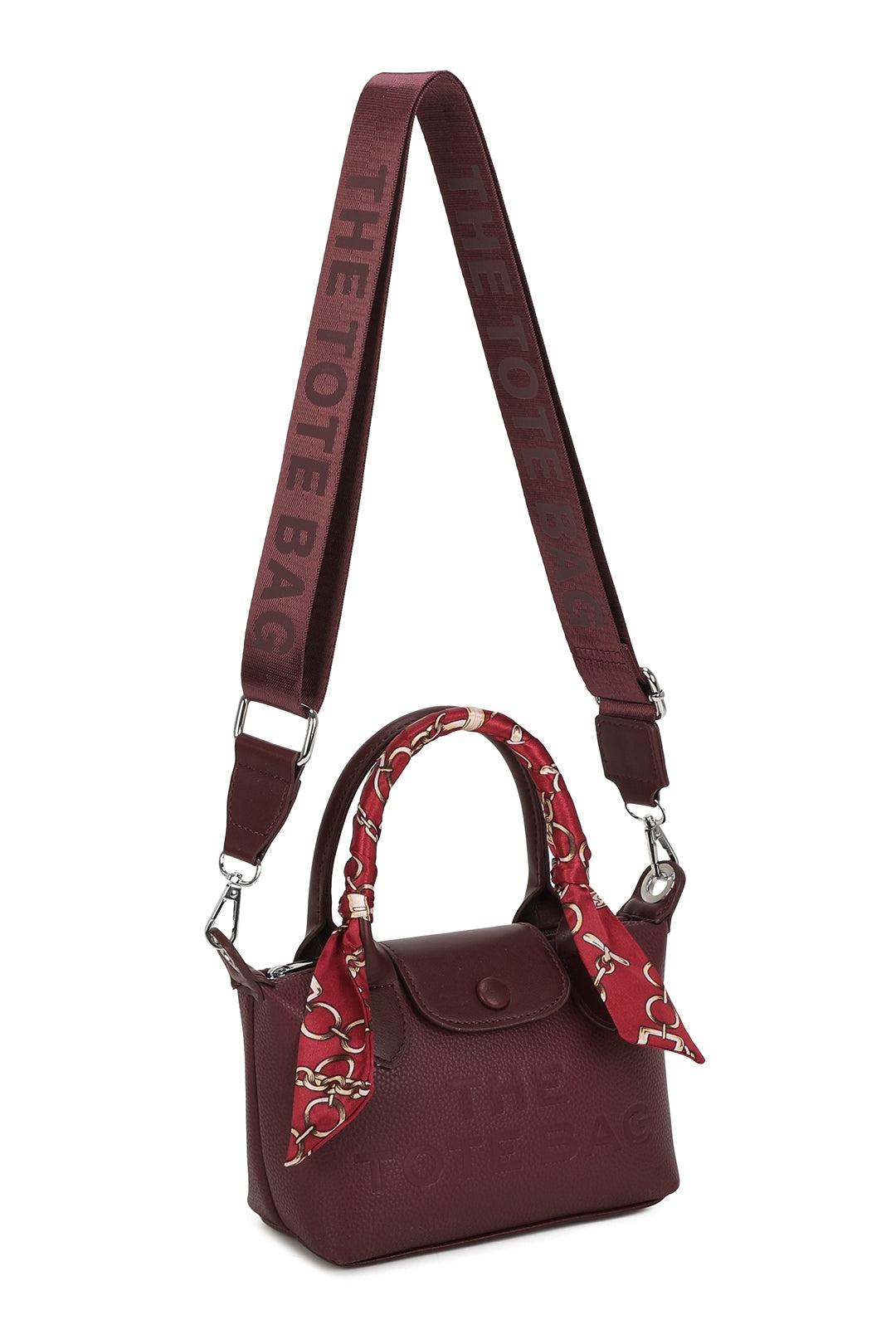 Bronte PU Leather Scarfed Mini Top Handle Tote Bag - RJ260541