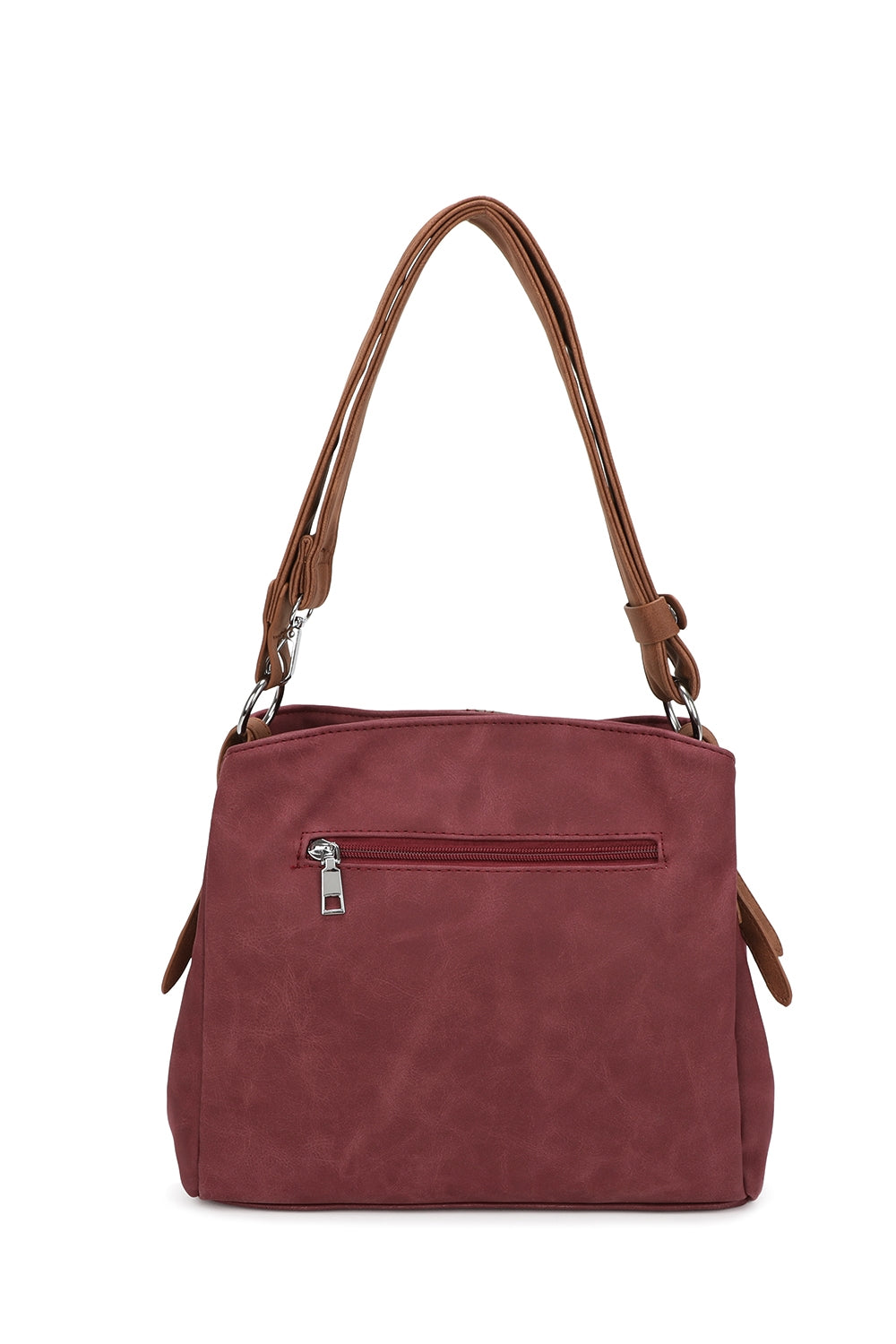 Velna Dual Compartment Strap Adjustable Suede Leather Hobo Bag - RW240455
