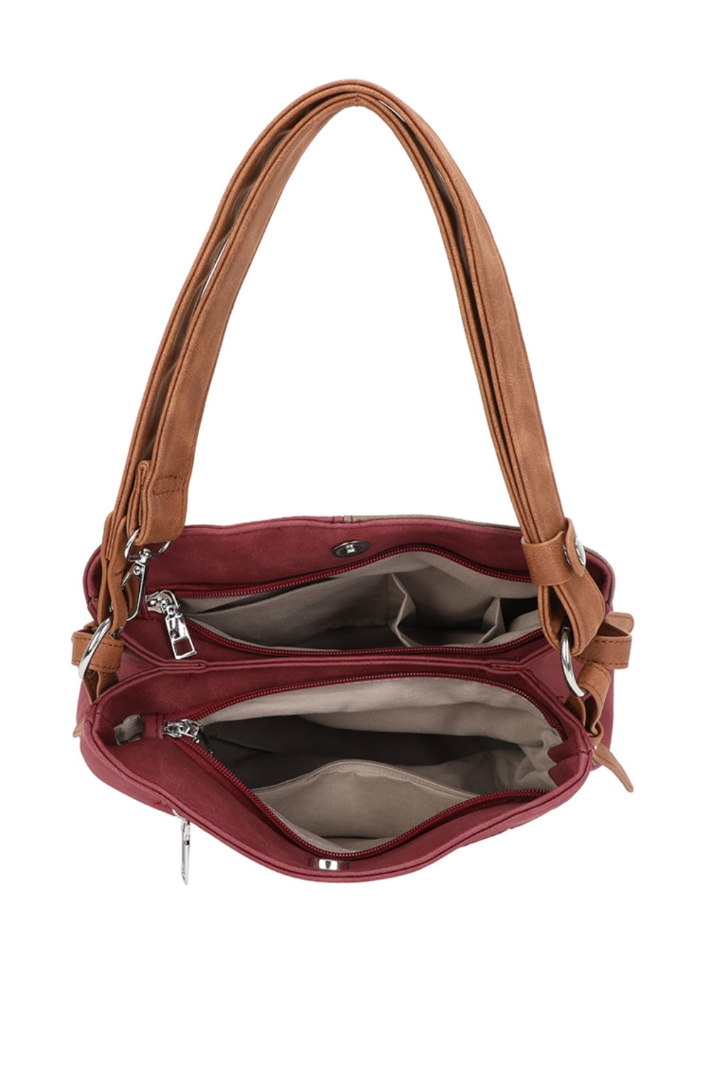 Velna Dual Compartment Strap Adjustable Suede Leather Hobo Bag - RW240455