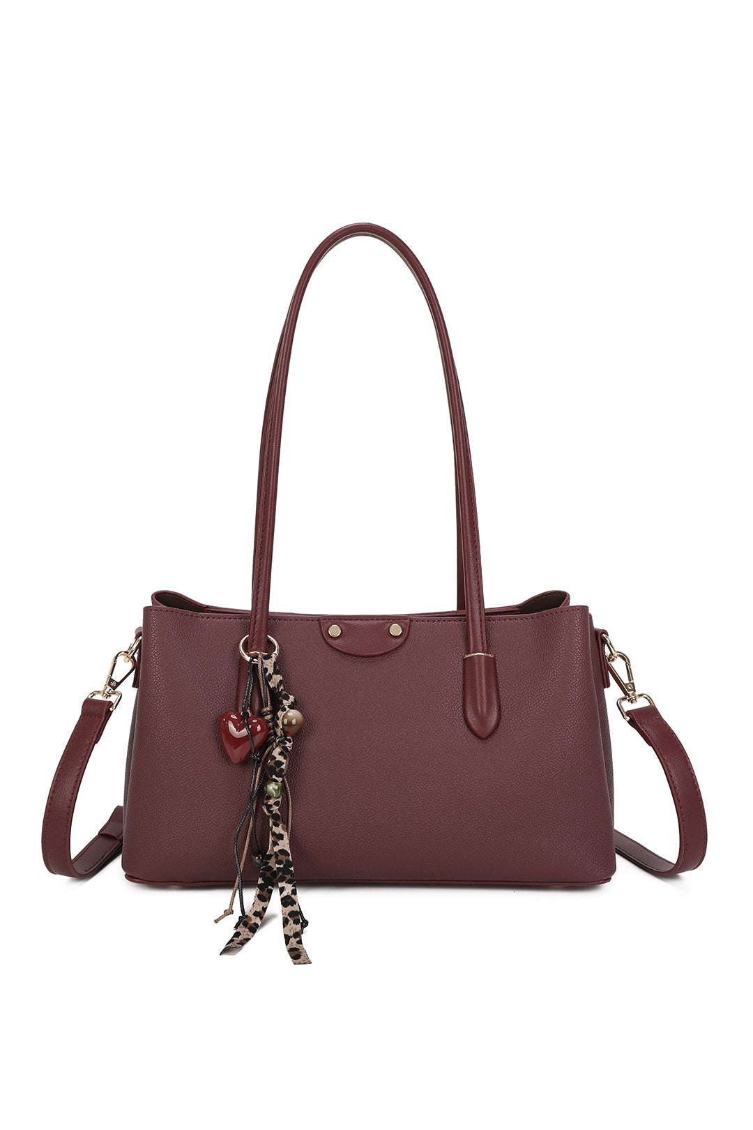 Evora PU Leather Triple Compartments Baguette-style Top Handle Bag - RY260536