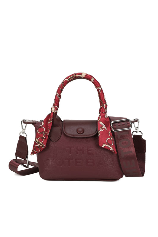 Bronte PU Leather Scarfed Mini Top Handle Tote Bag - RJ260541