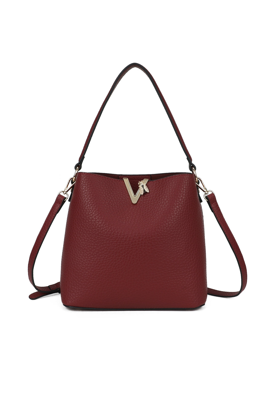 Veloura PU V-shaped Triple Compartments Top-Handle Bag- RB260513