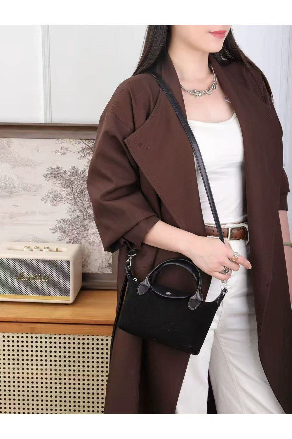 Forma Suede Real Leather Top-Handle Crossbody Bag - VL2508