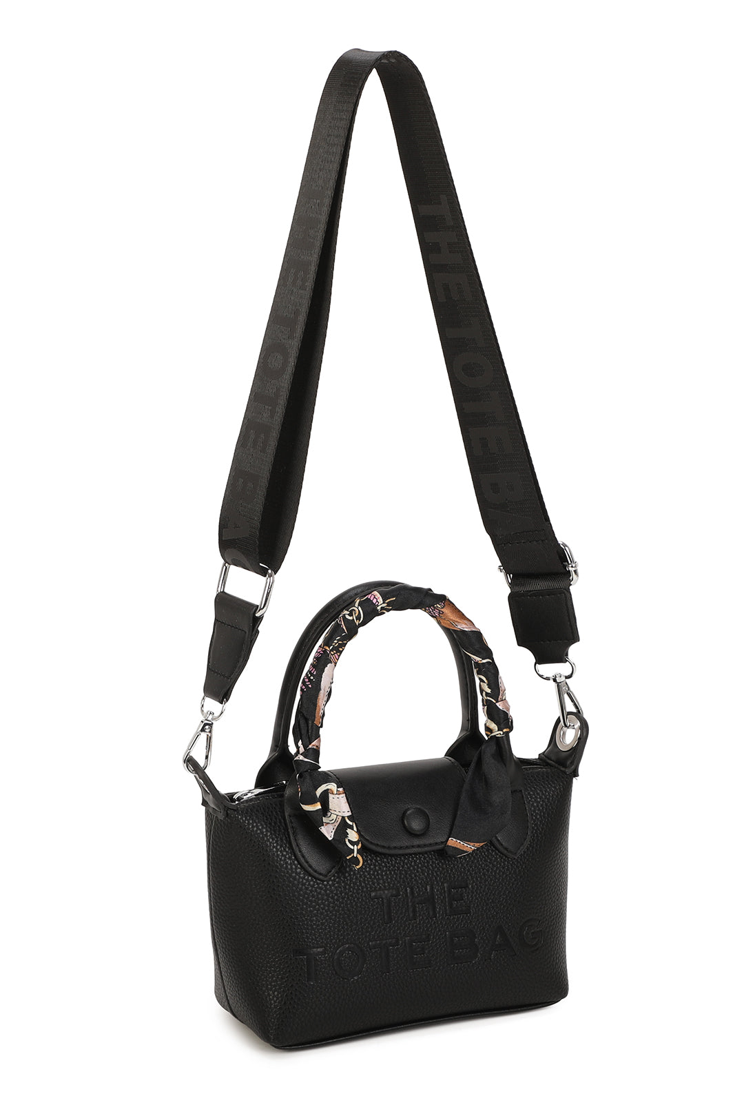Bronte PU Leather Scarfed Mini Top Handle Tote Bag - RJ260541