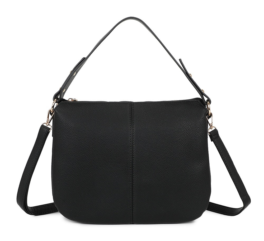 Aro Tri-Compartments PU Leather Crossbody Bag