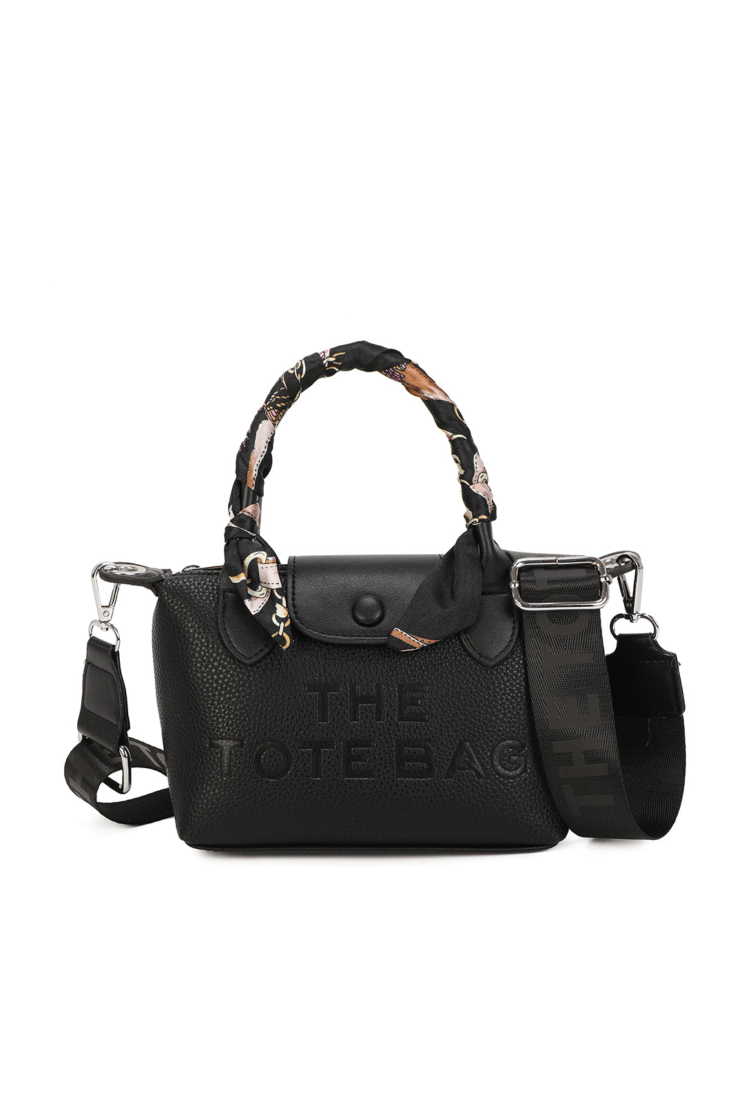 Bronte PU Leather Scarfed Mini Top Handle Tote Bag - RJ260541