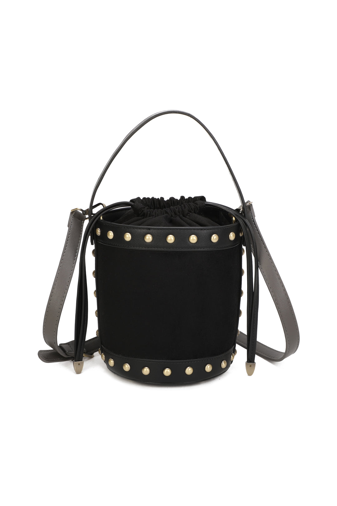 Rivet Suede Stud Detail Top Handle Bucket Bags - RY250961