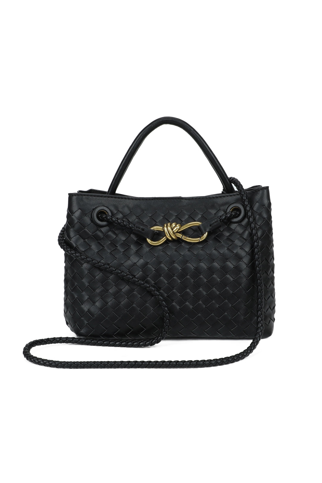 Mirelle Hand-woven Top-Handle Tote Bag With Bronze Knot Detail - RX26402