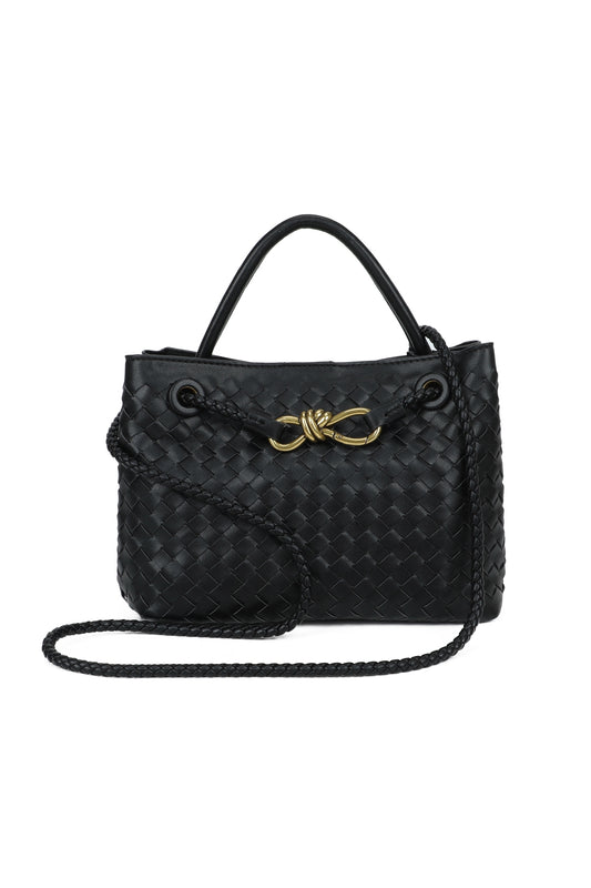 Mirelle Hand-woven Top-Handle Tote Bag With Bronze Knot Detail - RX26402