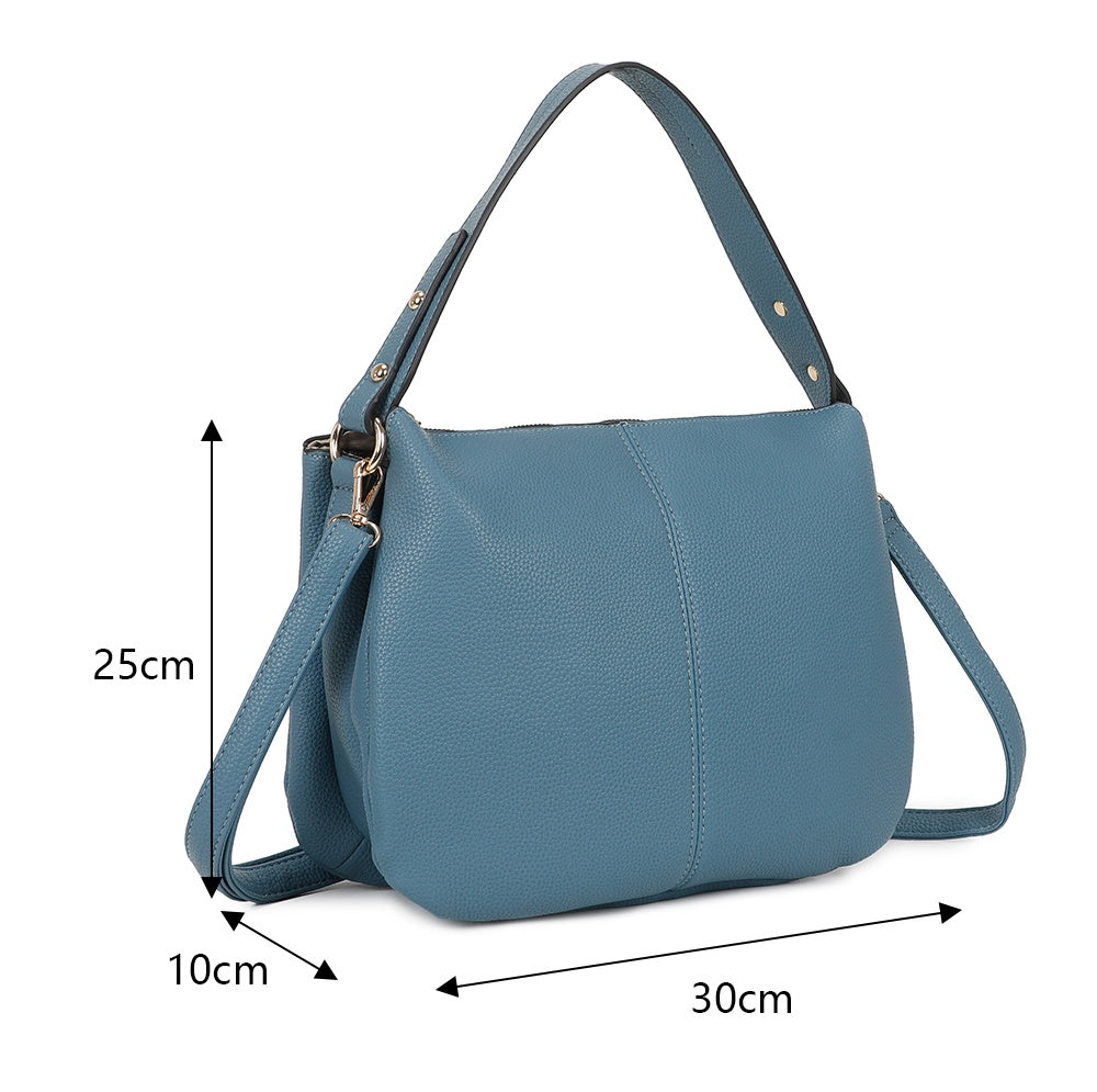 Aro Tri-Compartments PU Leather Crossbody Bag