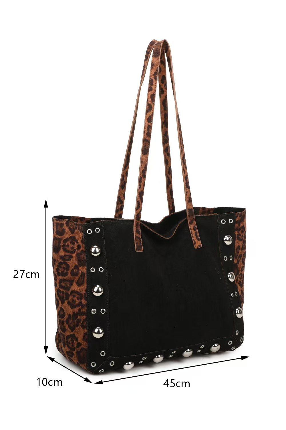 Leopard Patterned Luxe Soft Suede PU Leather Tote Bag Including A Crossbody Bag - RJ250478