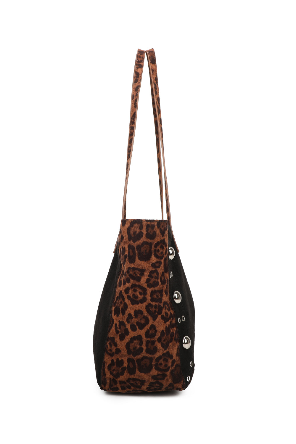 Leopard Patterned Luxe Soft Suede PU Leather Tote Bag Including A Crossbody Bag - RJ250478