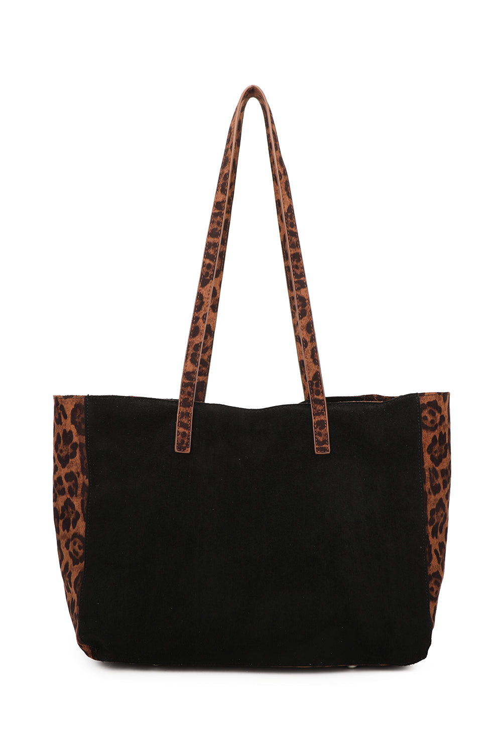 Leopard Patterned Luxe Soft Suede PU Leather Tote Bag Including A Crossbody Bag - RJ250478