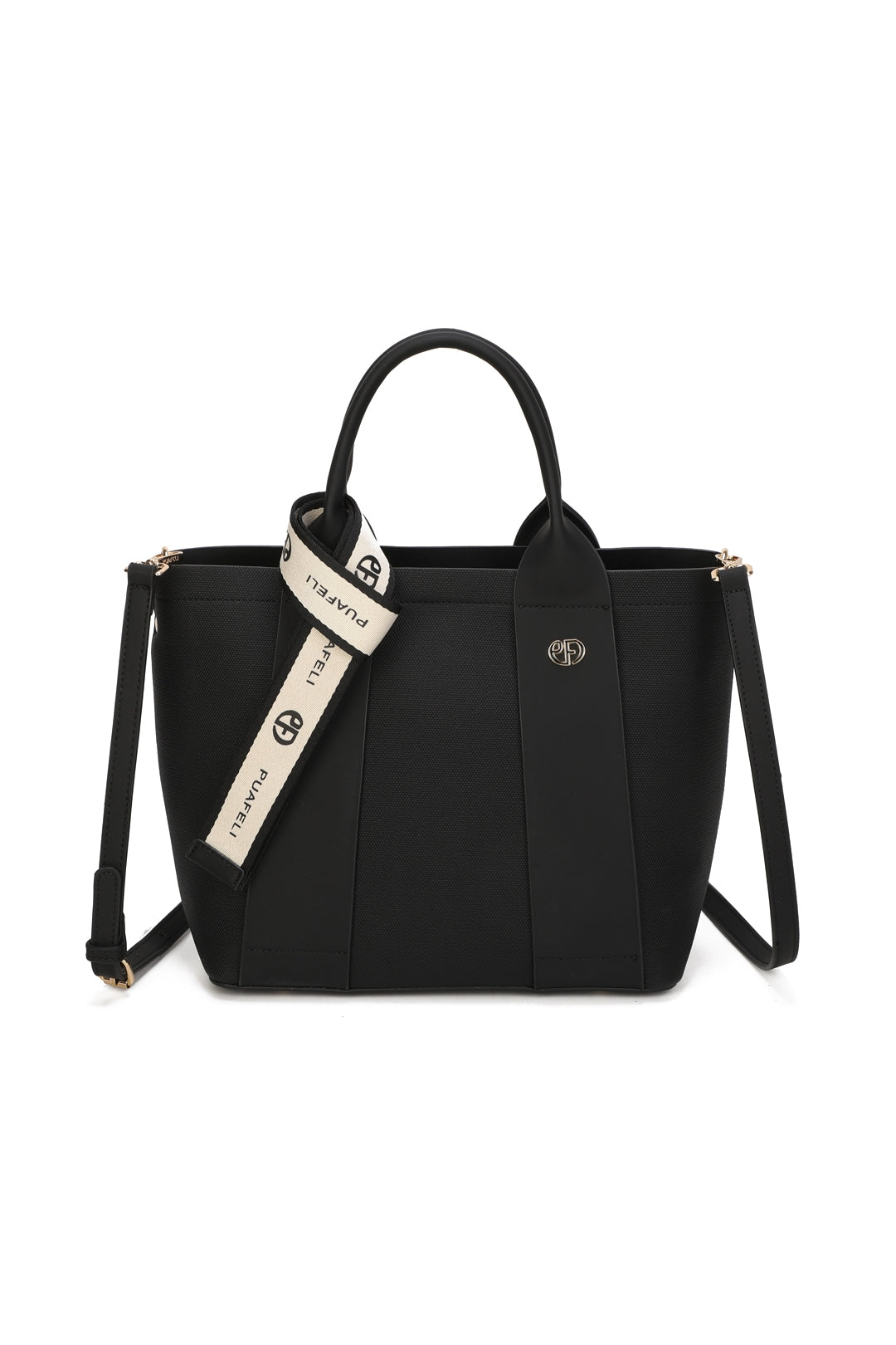 Valmont PU Leather Triple Compartment Structured Canvas Tote Bag - RY250973