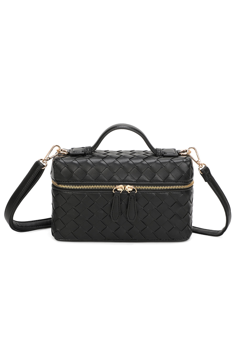 Artisan Woven PU Leather Top-Handle Crossbody Bag - RX25401