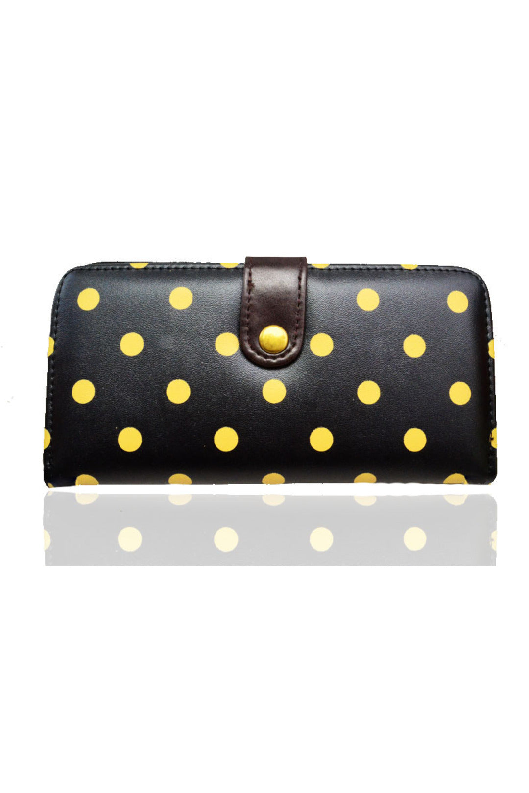 Polka Dot PU Leather Purse With Metal Button - K2 - PUS