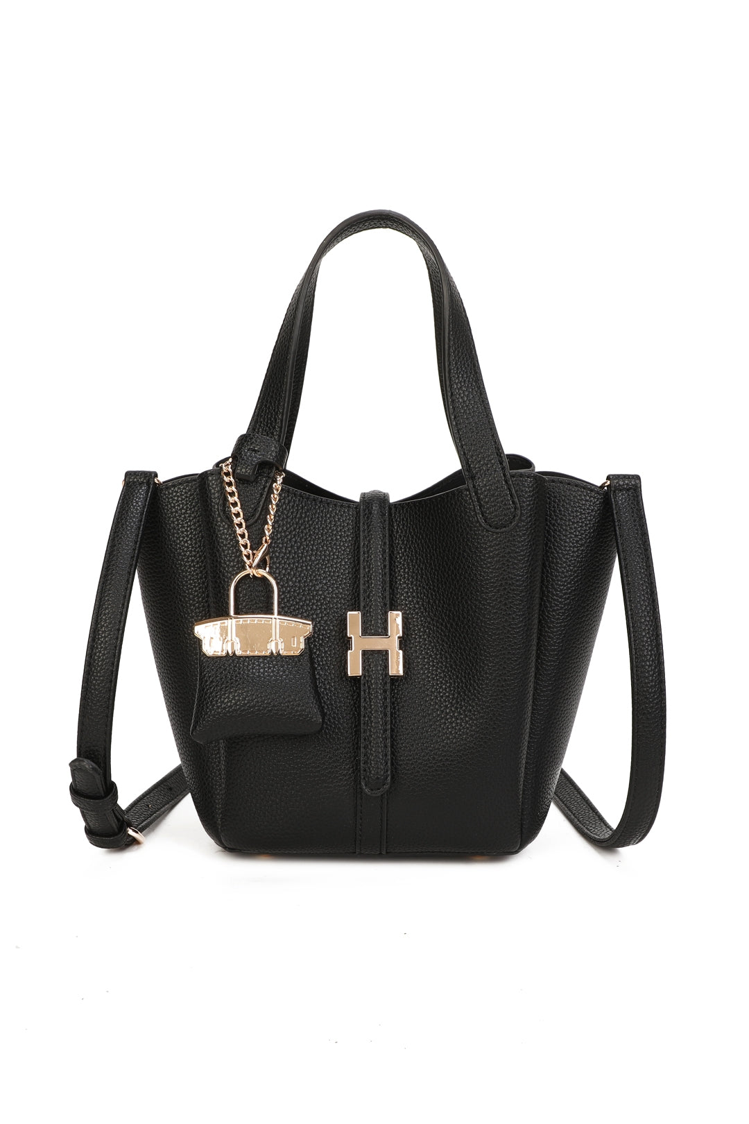 Cyrisse PU Leather Bucket Bag With A Mini Bag Charm - RG51003