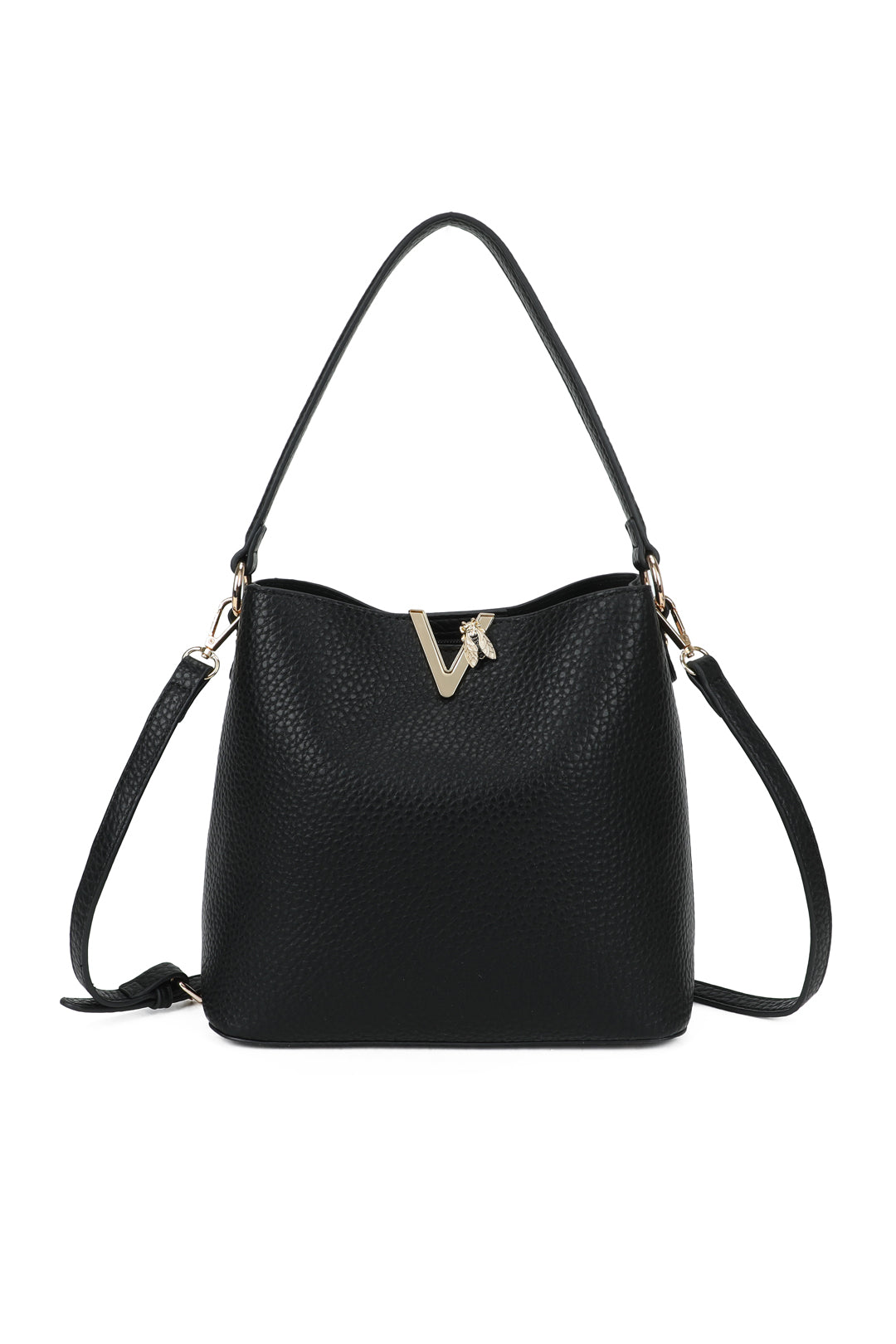 Veloura PU V-shaped Triple Compartments Top-Handle Bag- RB260513