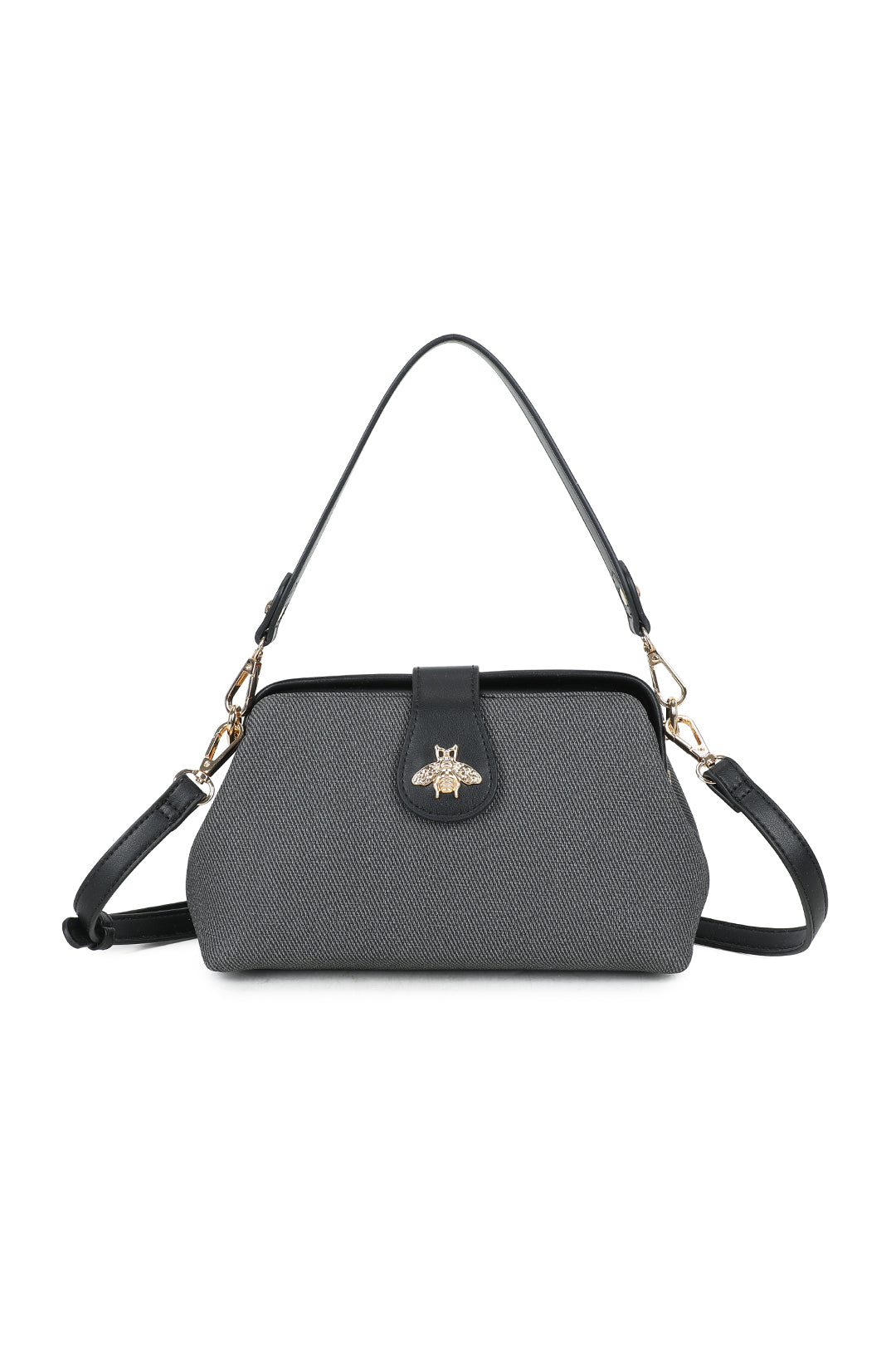 Isold Classic Bee Badge PU Leather Top Handle Crossbody Hobo Bag - RJ241075