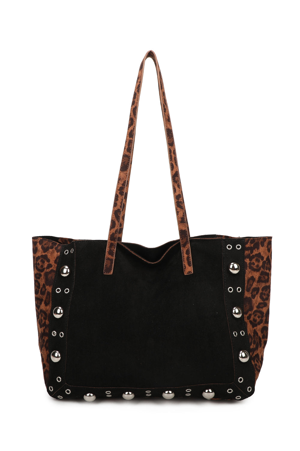 Leopard Patterned Luxe Soft Suede PU Leather Tote Bag Including A Crossbody Bag - RJ250478