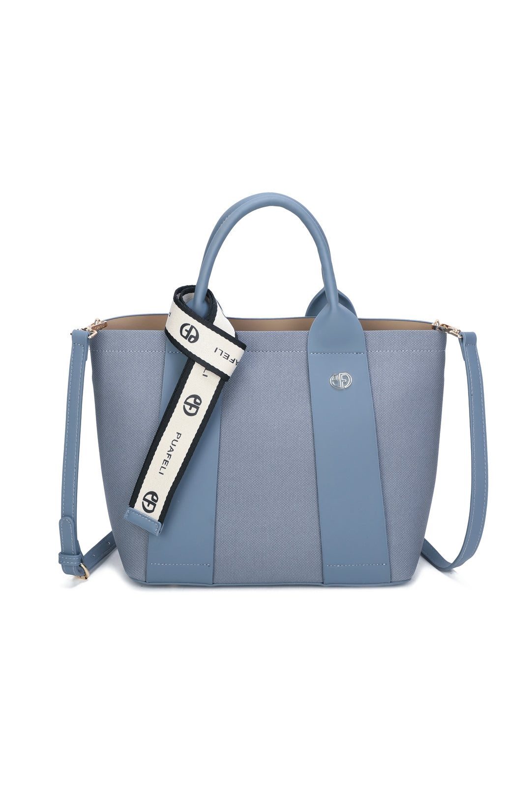 Valmont PU Leather Triple Compartment Structured Canvas Tote Bag - RY250973