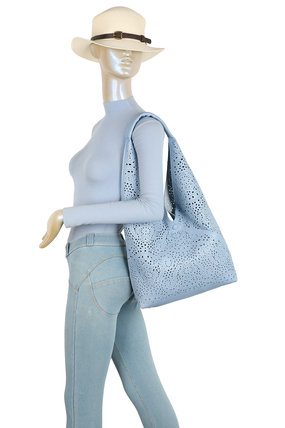 Elowen 2in1 Laser Hollowing PU Leather Tassel Large Hobo Shoulder Bag - RW250905