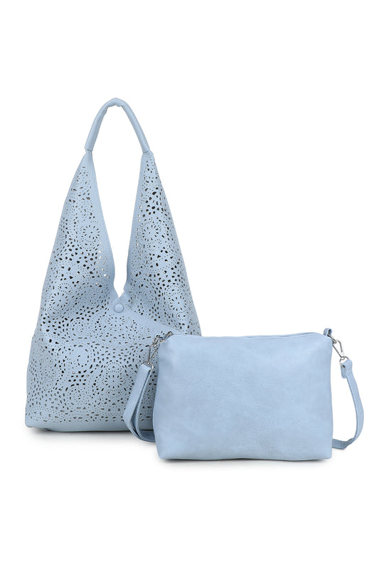 Elowen 2in1 Laser Hollowing PU Leather Tassel Large Hobo Shoulder Bag - RW250905
