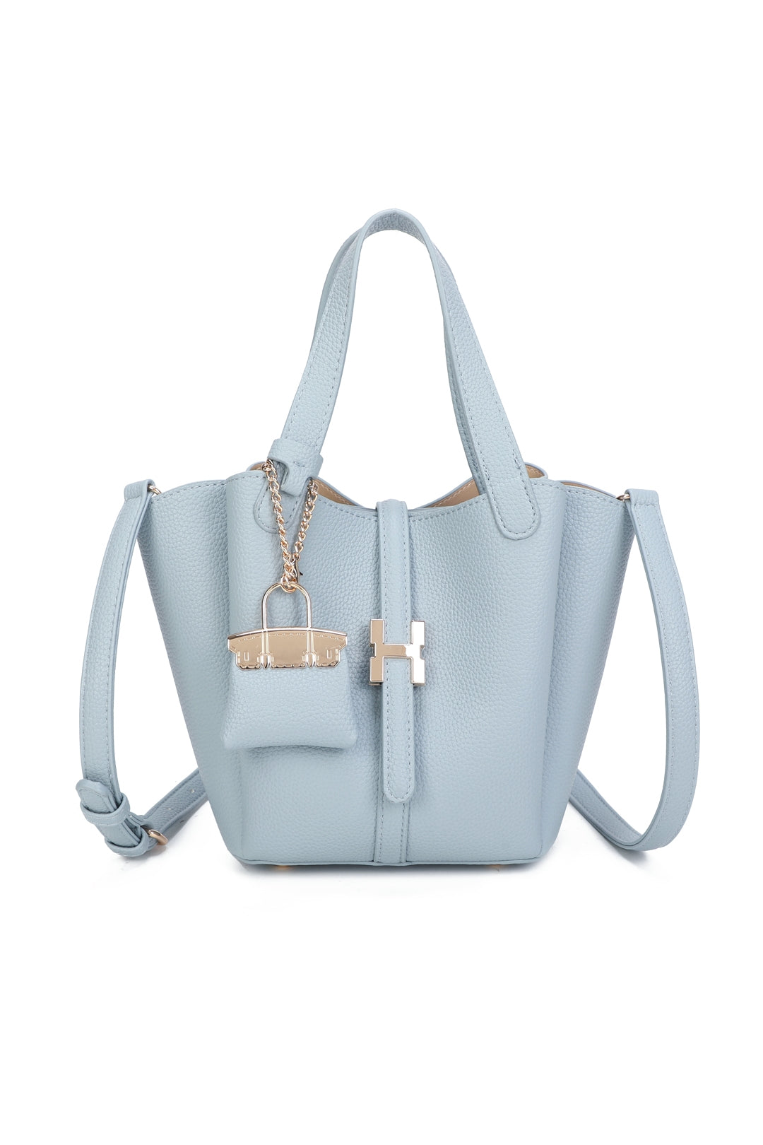 Cyrisse PU Leather Bucket Bag With A Mini Bag Charm - RG51003
