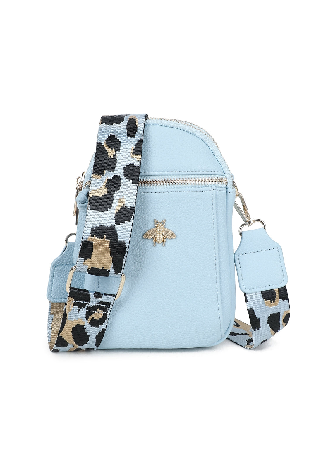 Gabby Bee Badge Triple Pockets Crossbody Phone Bag with Canvas Strap - RB230921