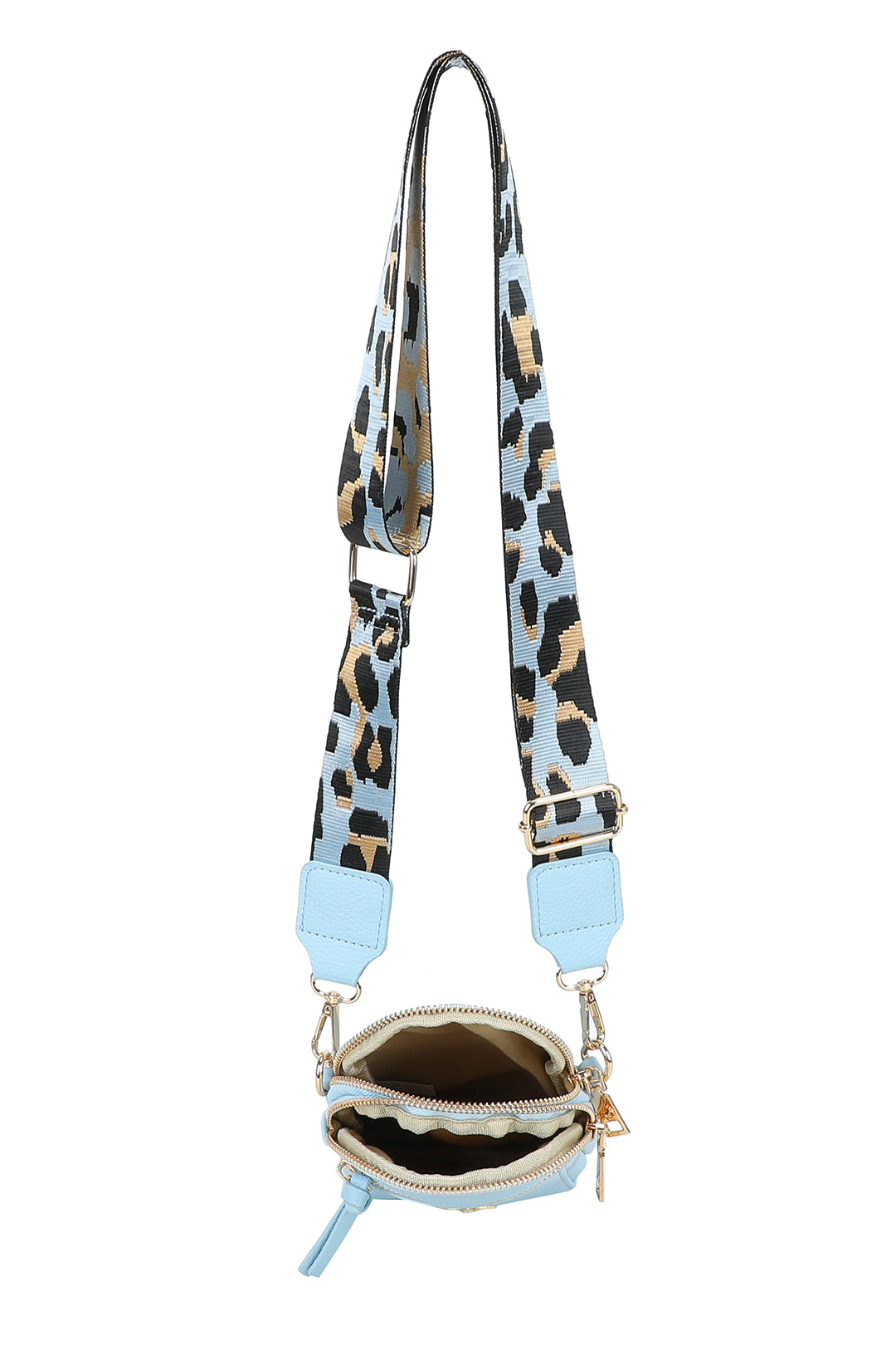 Gabby Bee Badge Triple Pockets Crossbody Phone Bag with Canvas Strap - RB230921