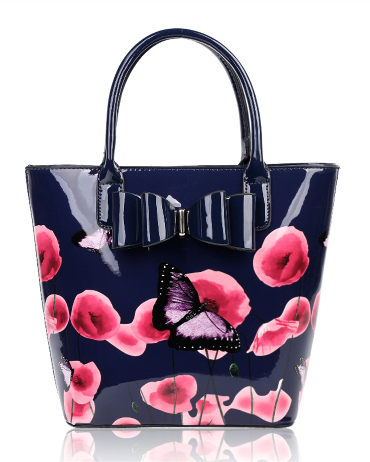 Amapola 2IN1 Poppy Flower & Buttlefly Bucket Shaped Top-Handle Bag With Purse Set - RJ180802