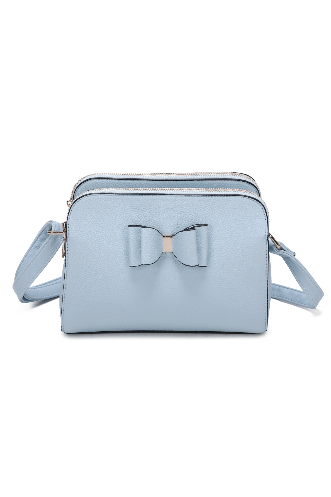 Gabby Triple Zip Tri-Compartments PU Butterfly Bow Crossbody Bag - RB230922