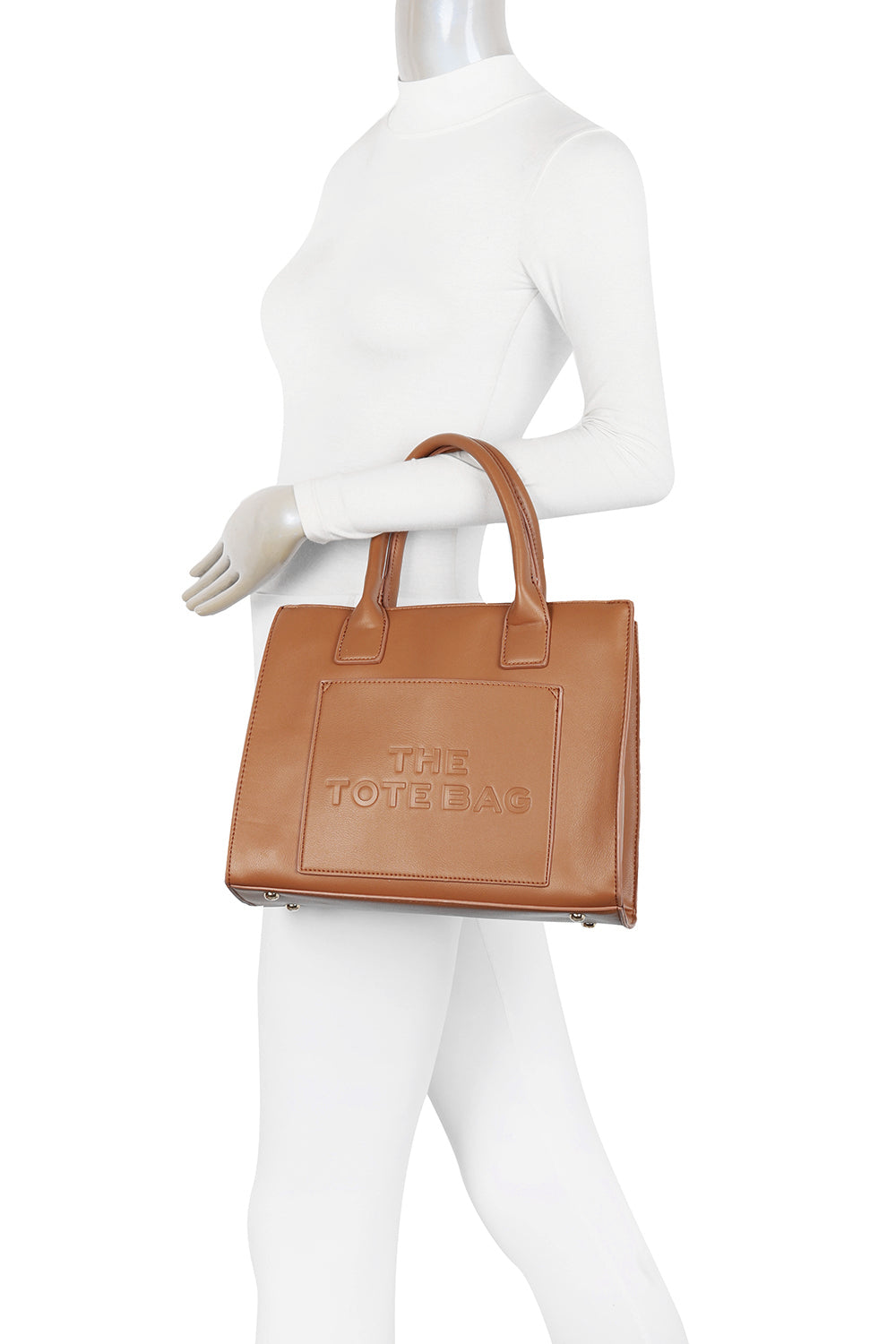 Solara PU Leather Crossbody Tote Bag with Canvas Strap