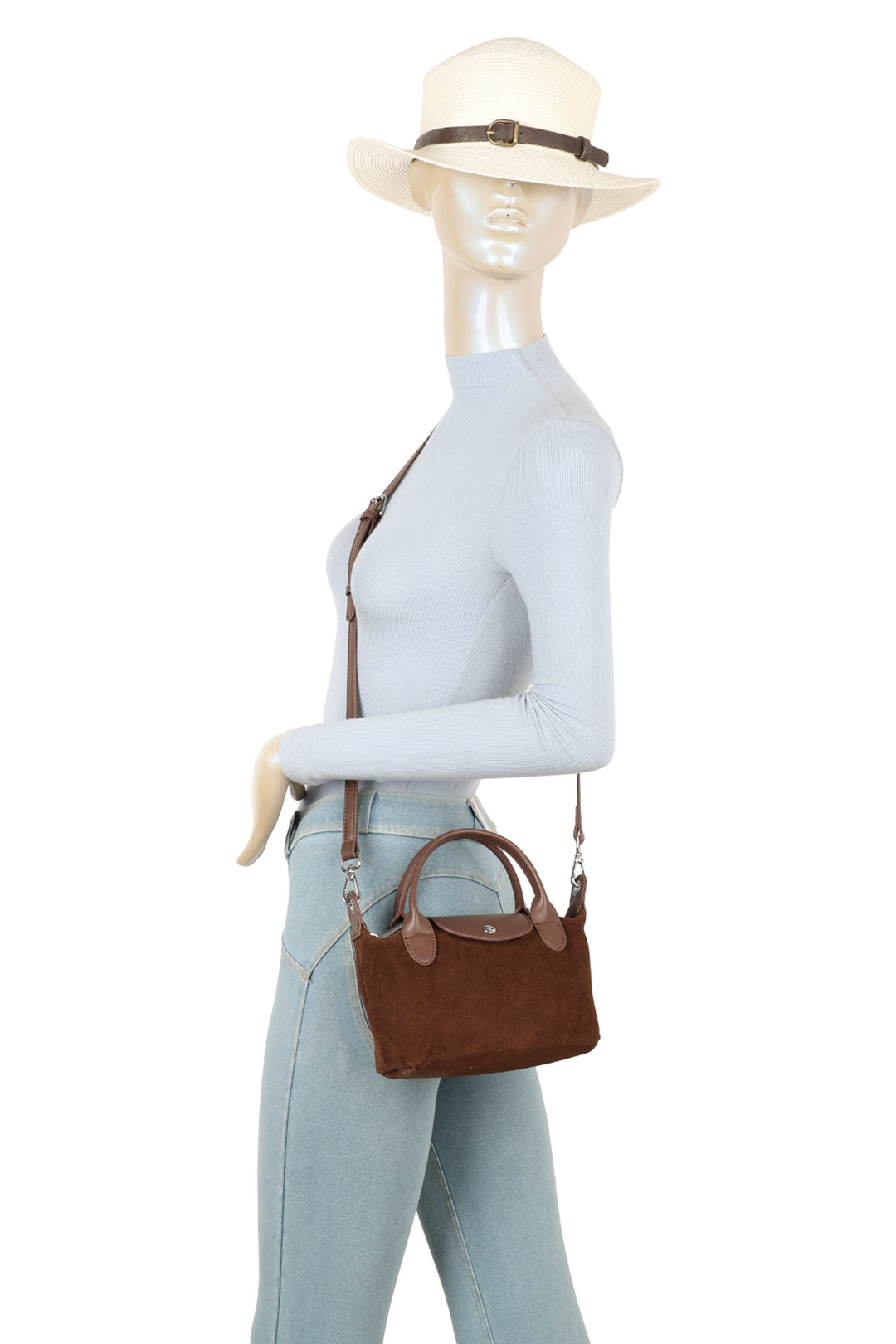Forma Suede Real Leather Top-Handle Crossbody Bag - VL2508