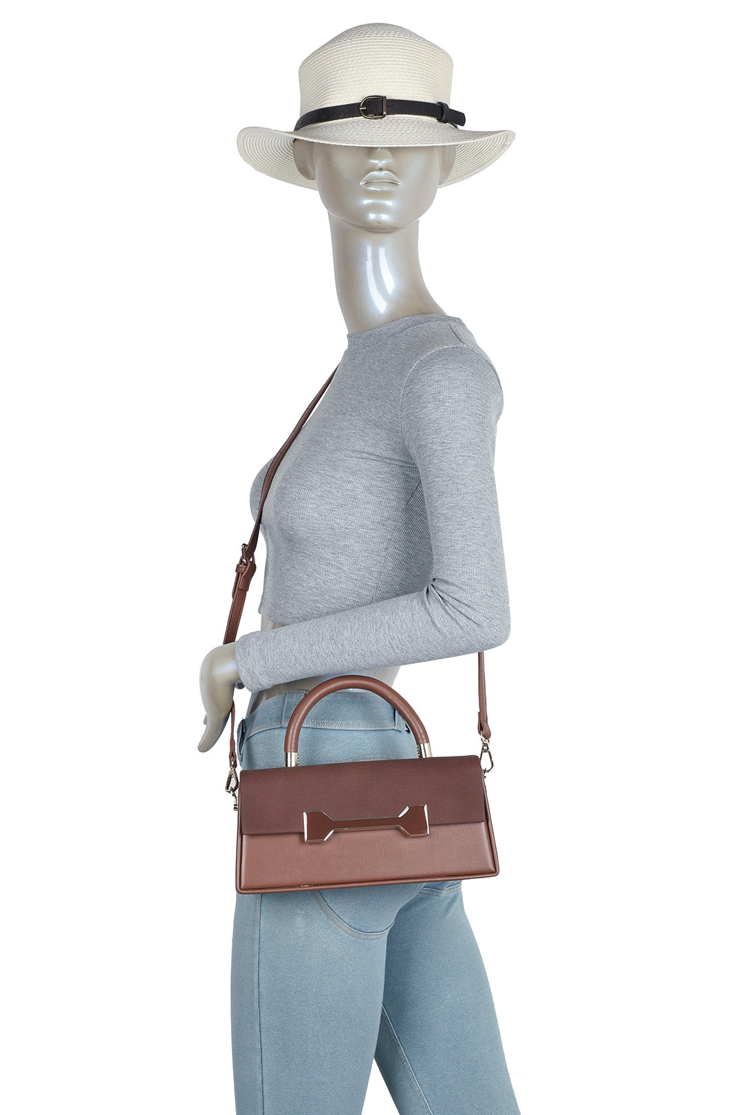 Delphine PU Leathe Top Handle Crossbody Bag - RY260537